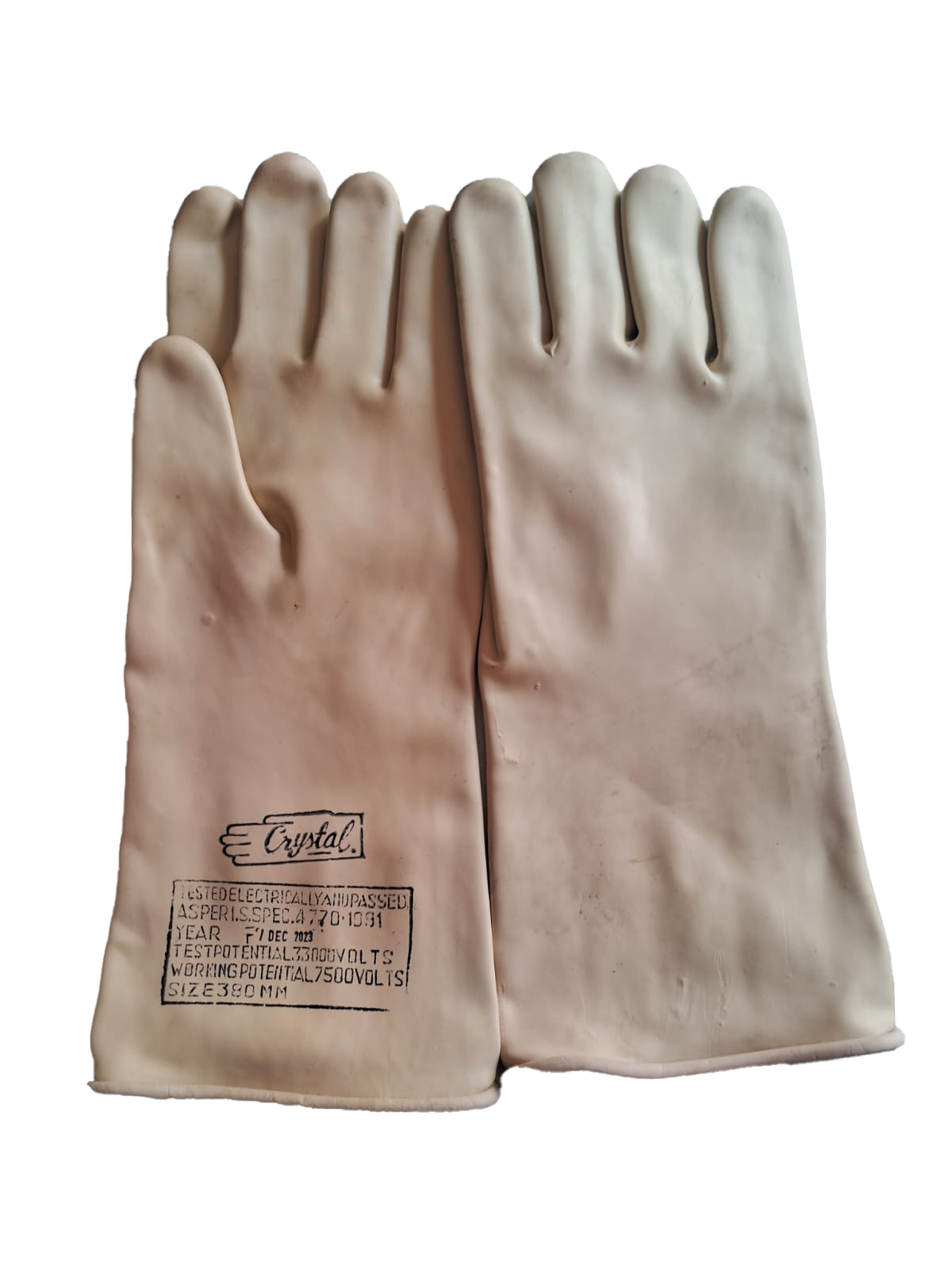 Electrical Shockproof Insulation Rubber Hand Gloves  7500V Working Potential 33KV Test Potential
